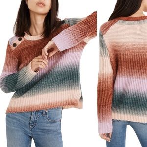 NWT Madewell Space Dye Button Shoulder Pullover Sweater sz S